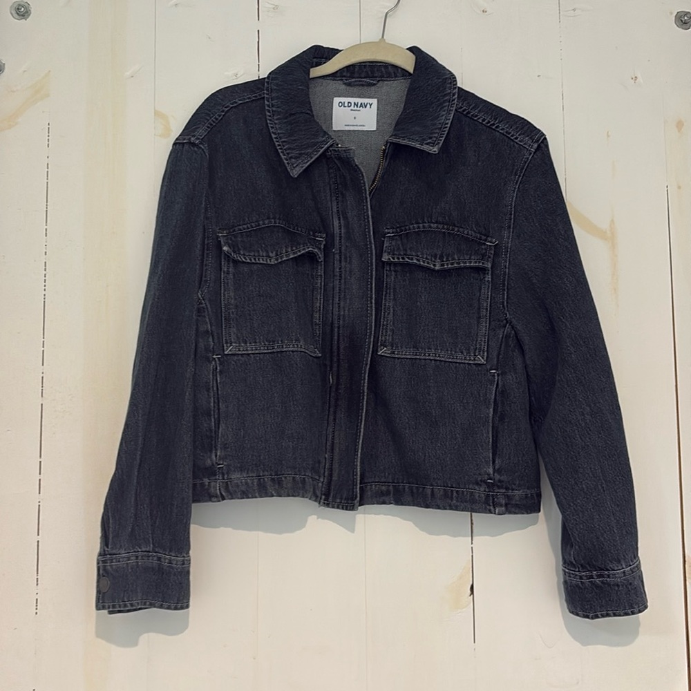 Dark denim zipper jacket